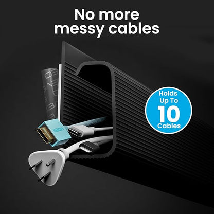 EVEO Cable Management Under Desk Kit (12 Units) - Under Desk Cable Management Cord Cover, Cable Hider Cord Management Under Desk Cable Organizer Cord Organizer Tray - 96''J Channel 24X16 - Black