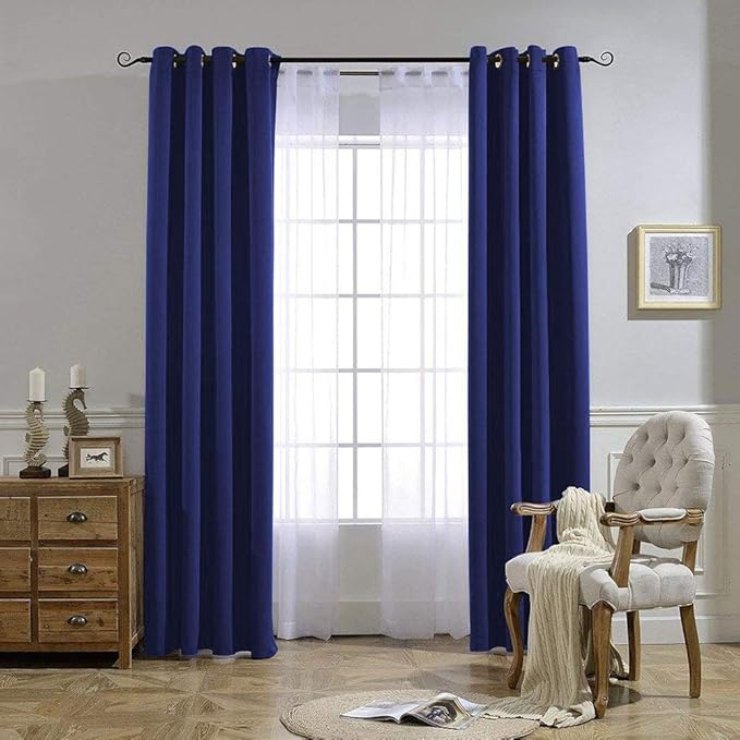 NICETOWN Blackout Curtains and Drapes for Living Room - Extra Long Room Darkening Thermal Insulated Solid Window Blackout Draperies (Navy Blue, 1 Pair, 52 x 95-Inch)