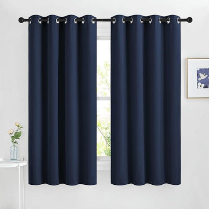 NICETOWN Blackout Navy Curtains 63 inch Length - Window Treatment Energy Saving Thermal Insulated Room Darkening Solid Grommet Vtical Drapes for Living Room (Navy, 1 Pair, 46 by 63-Inch)