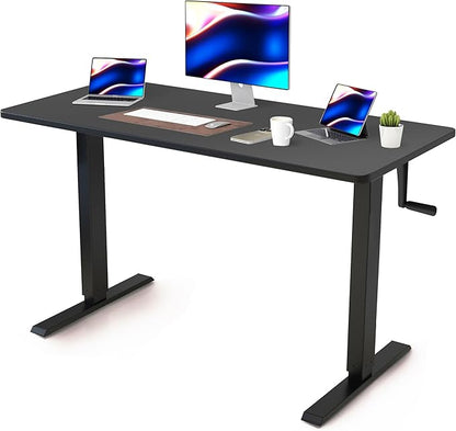 Whole Piece Desktop Manual Standing Desk Adjustable Height- Crank Stand Up Desk, Sit Stand Desk with Frame Computer Desk 48 x 24 Inch