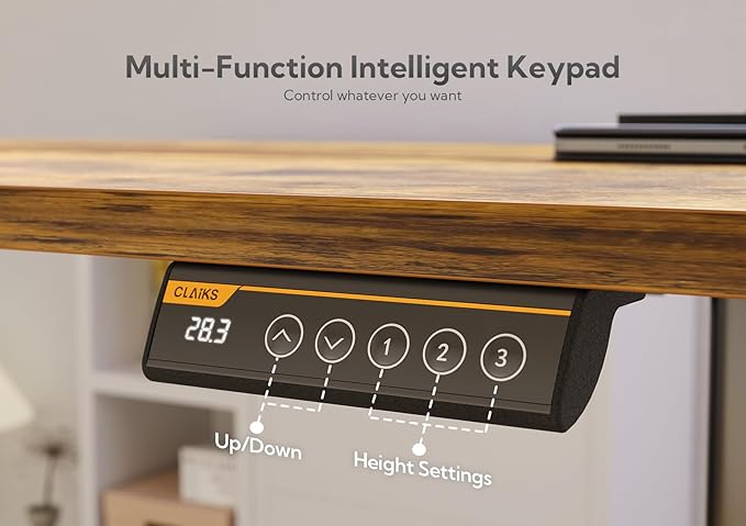 Electric Standing Desk, Adjustable Height Stand up Desk, 24x48 Inches Sit Stand Home Office Desk with Splice Board, Black Frame/Rustic Brown Top