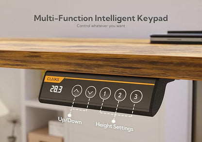 Electric Standing Desk, Adjustable Height Stand up Desk, 40x24 Inches Sit Stand Home Office Desk with Splice Board, Black Frame/Rustic Brown Top