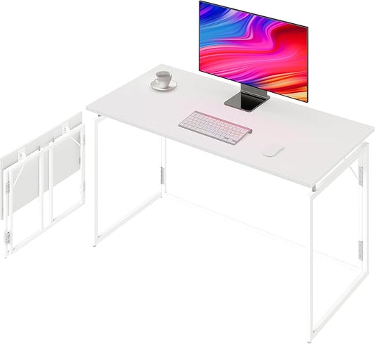 Folding Desk 40 Inch - Small Foldable Desk for Small Space Minimalist, Space Saving Collapsible Compact Desk Portable Table for Craft, Writing, Study and Work (No Assembly Required)