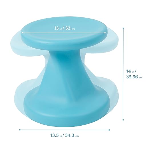 ECR4Kids Twist Wobble Stool, 14in Seat Height, Active Seating, Cyan