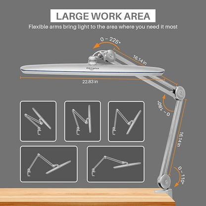 Task Lamp with Clamp, Bright 117PCS LEDs, Metal Swing Arm 24W 2200 Lumen Dimmable Led Desk Lamp for Architect Home Office Study Reading Dorm Workbench Craft, 23 Inch Lamp Head Work Lamp