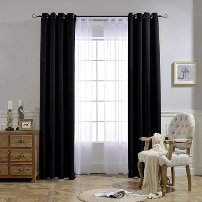 NICETOWN Black Out 108 inch Curtains for Bedroom - Thermal Insulated Solid Grommet Blackout Window Treatments Sound Reducing for Living Room/Boys Room, 2 Panels