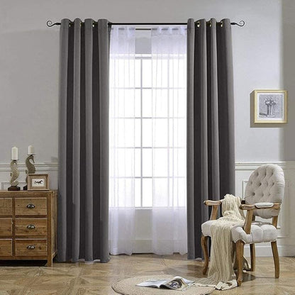 NICETOWN Gray Blackout Curtains for Bedroom 84 inches Long - Thermal Curtains & Drapes Grommet Room Darkening Curtains Noise Reducing Window Treatments for Living Room (2 Panels, W52 x L84, Grey)