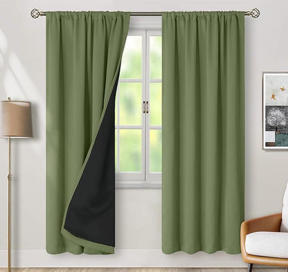 BGment Grass Green Blackout Curtains for Bedroom, Full Room Darkening Thermal Insulated Soundproof Rod Pocket Window Curtains Drapes 72 Inch Length, 2 Panels, Each Panel 52 Inch Wide