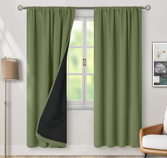 BGment Blackout Curtains for Bedroom, Full Room Darkening Thermal Insulated Soundproof Rod Pocket Window Curtains Drapes 72 Inch Length, 2 Panels, Each Panel 42 Inch Wide, Grass Green