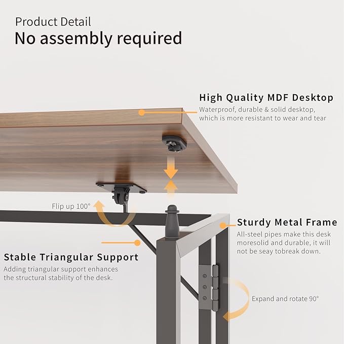 Folding Desk 30 Inch - Small Foldable Desk for Small Space Minimalist, Space Saving Collapsible Compact Desk Portable Table for Craft, Writing, Study and Work (No Assembly Required)