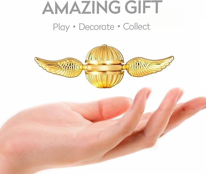 Gold Fidget Spinner Magic Orb Anxiety Toys Stress Relief Reducer Spin Fidgets Hand Bearing Tri Spinner Finger Spinners Toy Focus Fidgeting Restless Novelty Gift for Adults Kids