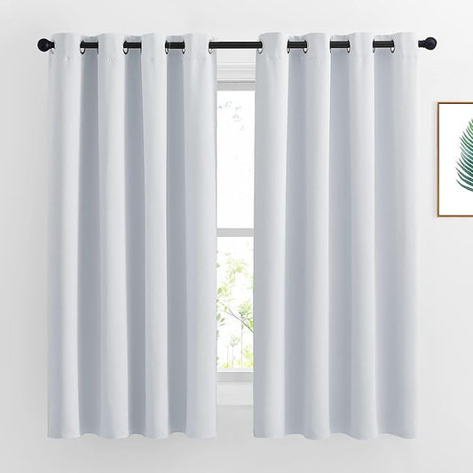 NICETOWN Greyish White Room Darkening Curtain Panels - Window Treatment Thermal Insulated Grommet Room Darkening Curtains/Panels/Drapes for Bedroom (2 Panels, 52 by 63, Greyish White)