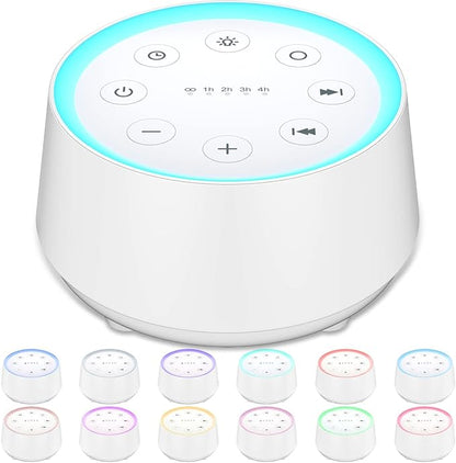 EasyHome Sleep Sound Machine White Noise Machines with 30 Soothing Sounds 12 Adjustable Night Light 10 Adjustment Brightness 32 Levels of Volume 5 Timers and Memory Function Kid Adult Travel