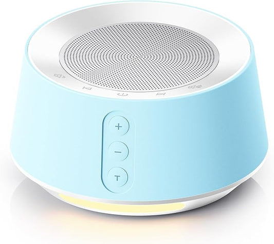 BGOVERSS White Noise Sound Machine with 14 Soothing Sounds and 10 Levels Night Light for Sleeping, 5 Timers and Memory Feature Plug in Sound Machine for Nursery Baby Kids Adults, Light Blue