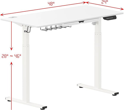 SHW Memory Preset Electric Height Adjustable Standing Desk, 48 x 24 Inches, White