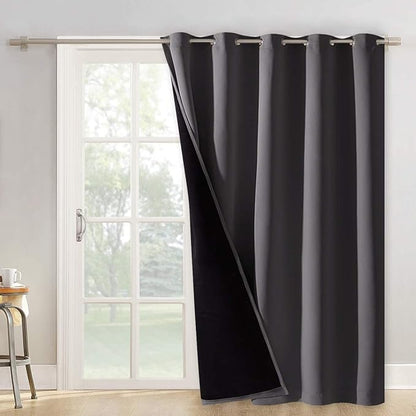 NICETOWN Total Shade Patio Door Curtain, Heavy-Duty Full Light Shading Sliding Door Drape Room Divider Curtain, Vertical Blinds for Windows（1 Panel, 70 inches Wide x 95 inches Long, Gray