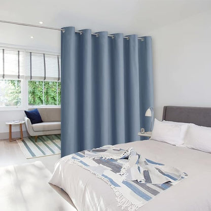 NICETOWN Room Divider Curtain Screen Partition, Vertical Blind for Sling Door, Blackout Window Curtain, Privacy Blind for Patio, Extra Wide Drape (Stone Blue, Single Panel, 10ft Wide x 7ft Long)