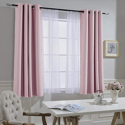 NICETOWN Blackout Curtains for Girls Room - Thermal Insulated Solid Grommet Room Darkening Panels/Drapes for Girl's Bedroom (Lavender Pink=Baby Pink, 1 Pair, 52 by 63-Inch)