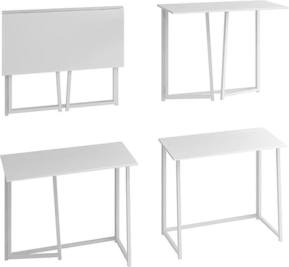 4NM 31.5" Small Folding Desk, Simple Assembly Computer Desk Home Office Desk Study Writing Table for Small Space Offices - All White