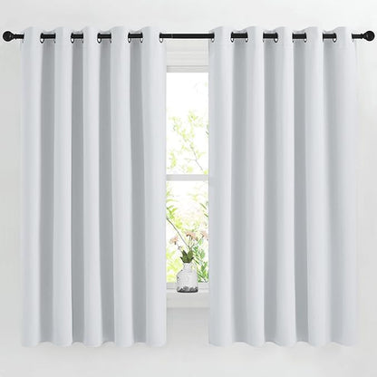 NICETOWN Room Darkening Curtains for Living Room - Easy Care Solid Thermal Insulated Grommet Room Darkening Curtains/Panels/Drapes for Bedroom (2 Panels, 66 by 66, Greyish White)