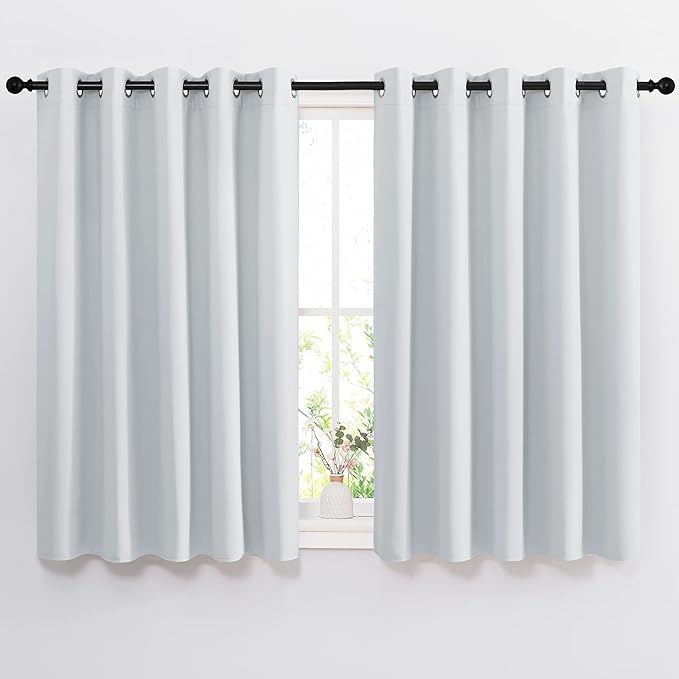 NICETOWN Greyish White Room Darkening Curtain Panels - Window Treatment Thermal Insulated Grommet Room Darkening Curtains/Panels/Drapes for Bedroom (2 Panels, 66 by 54, Greyish White)