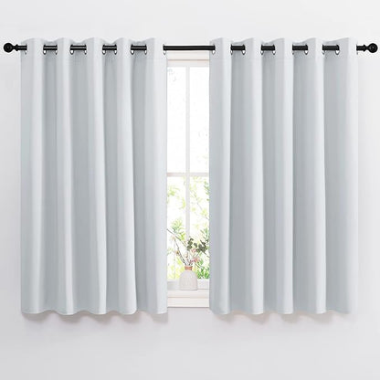 NICETOWN Greyish White Room Darkening Curtain Panels - Window Treatment Thermal Insulated Grommet Room Darkening Curtains/Panels/Drapes for Bedroom (2 Panels, 66 by 54, Greyish White)