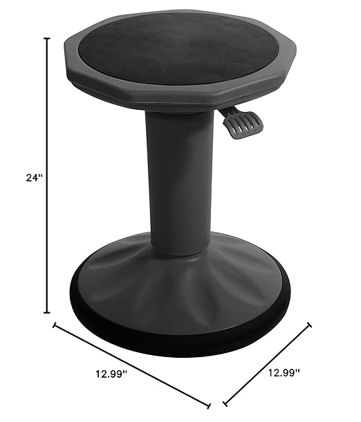 Pearington SitFree Height Adjustable Wobble Stool, Active Flexible Seating Chair for Kids and Adults - School and Office, Black