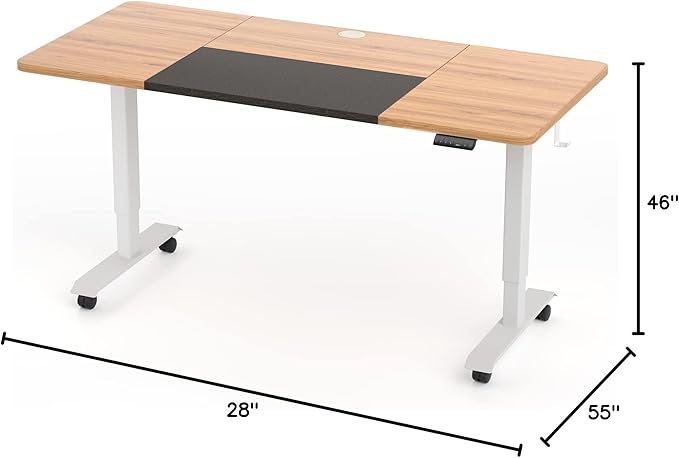 Monomi Electric Standing Desk, 55 x 24 inches Height Adjustable Desk, Ergonomic Home Office Sit Stand Up Desk with Memory Preset Controller (Natural Top/White Frame)