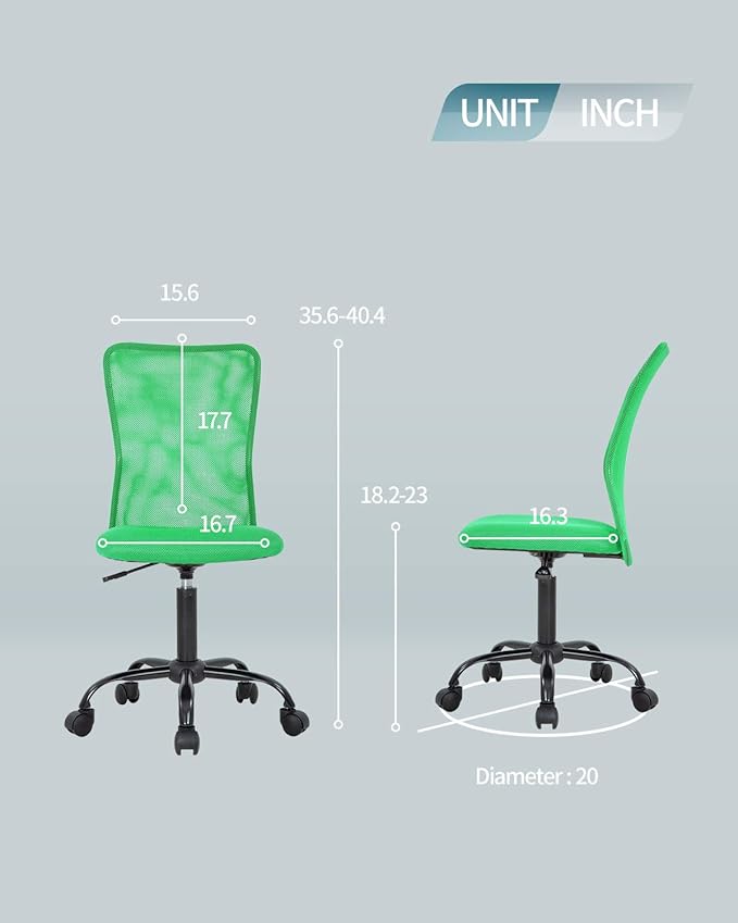 BestOffice Ergonomic Office Chair Desk Chair Mesh Computer Chair Armless Back Support Modern Executive Rolling Swivel Chair with Lumbar Support(Green)