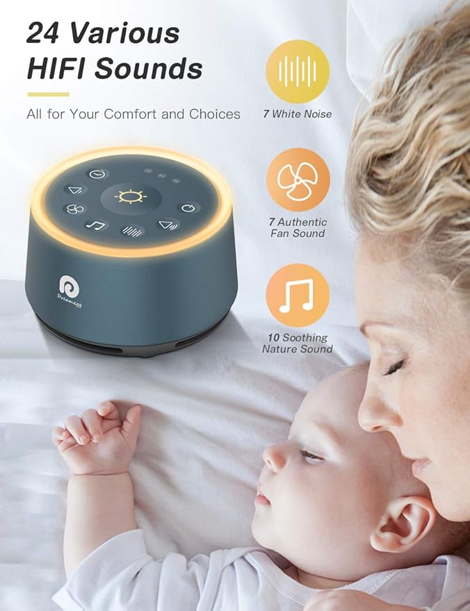 Dreamegg D1 Sound Machine - White Noise Machine with Baby Night Light for Sleeping, High Fidelity Sounds, Timer & Memory Feature, Sound Machine for Baby Adults, Home, Office, Travel (Navy Blue)