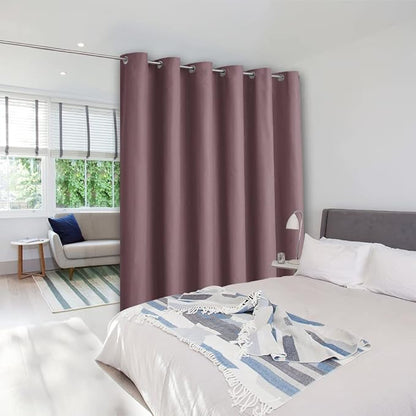 NICETOWN Room Dividers Curtains Screens Partitions, Extra Wide Grommet Top Handing Room Dividers Blackout Curtain Panel for Apartment, Studio (Dry Rose, Single Pack, 8ft Tall x 10ft Wide)