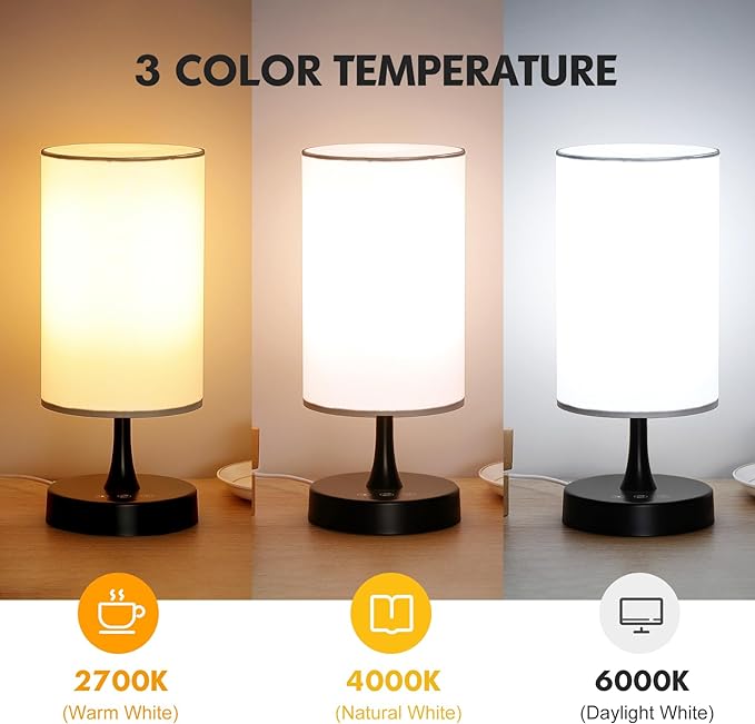 Light Therapy Lamp, 10000 Lux Light with Remote Control, 3 Color Temperature & 4 Brightness Level & Timer, Daylight Lamp for Home, Office, Decoration(Black Base White Shade)