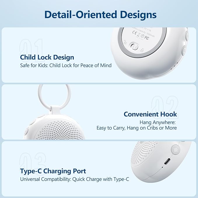 𝐍𝐞𝐰𝐞𝐬𝐭 Kinglucky SleepEase Portable Sound Machine (TOP Sound Quality & 18 Effective Soothing Sounds) White Noise Sound Machine for Sleep, Focus, Relaxation, Home, Office, Travel, Adult & Baby