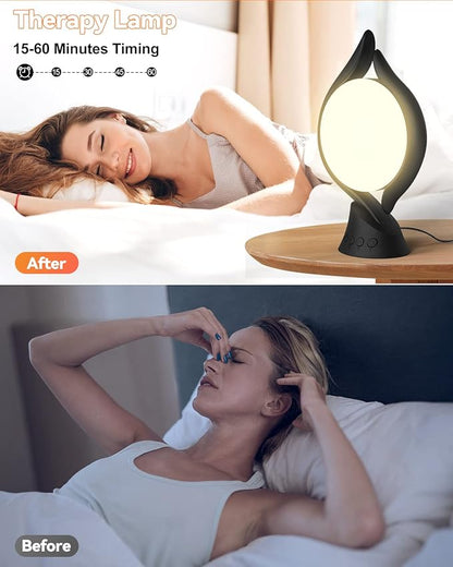 HIBOITEC Light Therapy Lamp, UV-Free 10000 Lux Therapy Light, LED Happy Mood Lamps with 5 Adjustable Brightness and Timer & Memory Function, 3 Color Temperature, Unique Art Design for a Happy Life