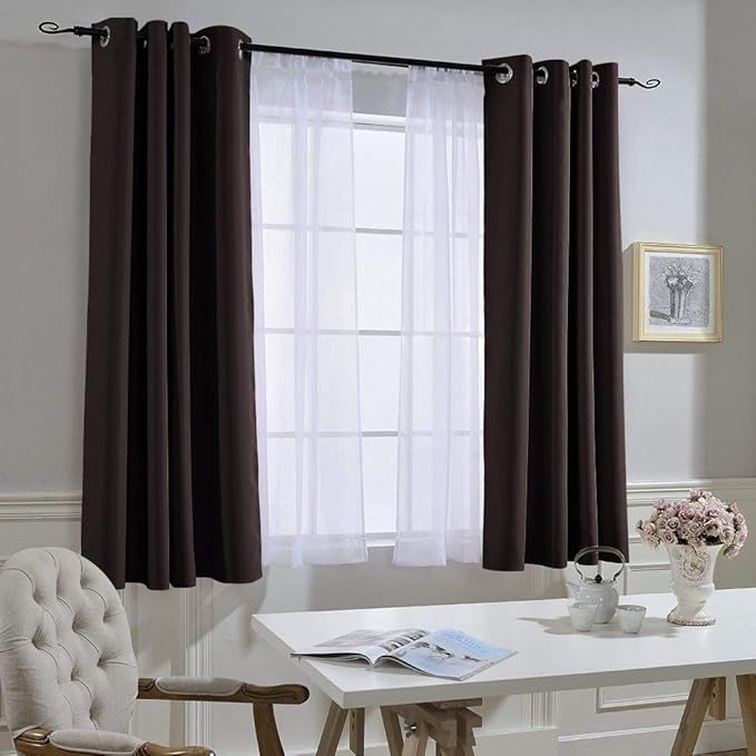 NICETOWN Blackout Curtains Panels for Window - Triple Weave Energy Saving Thermal Insulated Solid Grommet Blackout Drapes for Kitchen (1 Pair, 52 inches by 54 Inch, Toffee Brown)