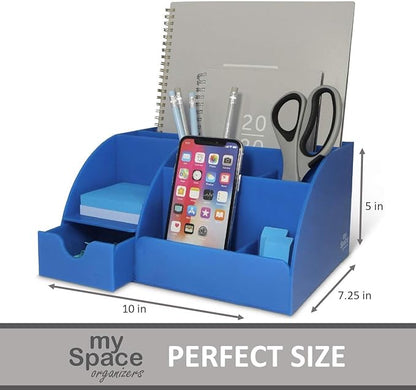 Blue Desk Organizer, 9 Compartments, Office Supplies and Desk Accessories Organizer, Pen Holder Decor Desktop (Blue)