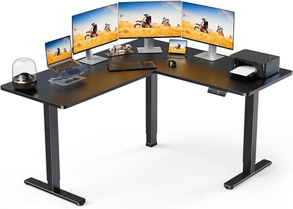 ErGear 63" Dual Motor L Shaped Standing Desk, 28"-46" Electric Height Adjustable, 2 Assembly Options to Fit Room Corner, Suitable for Sitting or Standing Up for Working or Gaming from Home, Black