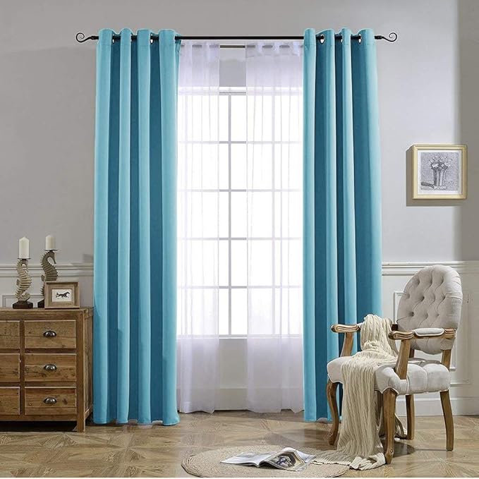 NICETOWN Room Darkening Curtain Panels - (52 inches W x 120 inches L, Teal Blue, 2 Panels) Toddler Boy Bedroom Drapes with Grommet Top, Energy Smart Window Treatment Curtains