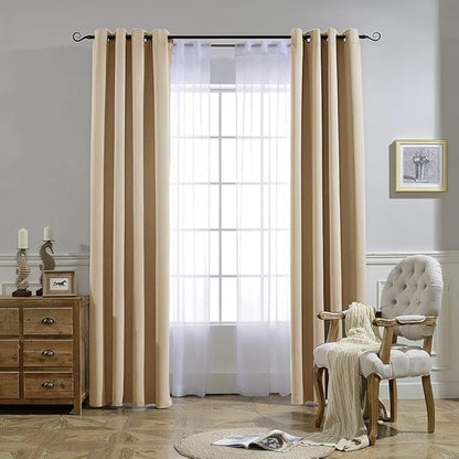 NICETOWN Room Darkening Grommet Panels - (52 inches Width, Biscotti Beige, 2 Panels) Baby Room Window Curtains 108 inches Long, Privacy Draperies