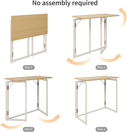 Folding Desk 30 Inch - Small Foldable Desk for Small Space Minimalist, Space Saving Collapsible Compact Desk Portable Table for Craft, Writing, Study and Work (No Assembly Required)