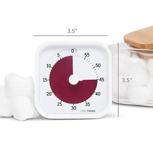 Time Timer Home MOD — 60 Minute Kids Visual Timer Home Edition — For Homeschool Supplies Study Tool, Timer for Kids Desk, Office Desk and Meetings with Silent Operation (Cotton Ball White)