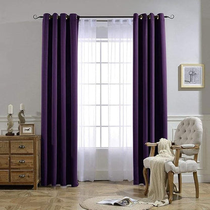 NICETOWN Insulated Curtains Blackout Draperies - Window Treatment Royal Purple Blackout Eyelet Top Curtains/Panels for Bedroom/Living Room Window, 95 inches Long, 2 Panel Set