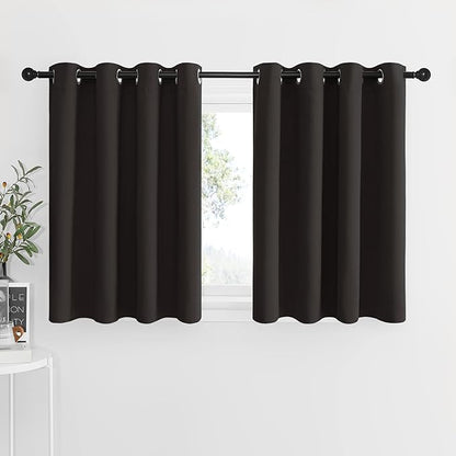 NICETOWN Thermal Blackout Kitchen Panels - Energy Efficient Grommet-Top Drapes for Small Window/Cafe Bar/Thanksgiving (Toffee Brown, 2 Pieces, W52 x L36 inches 1.2 inches Header)