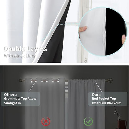 BGment White Blackout Curtains for Bedroom 84 Inch Length 2 Panels Set, Full Room Darkening Thermal Insulated Soundproof Window Curtain Drapes with Rod Pocket, Each Panel 38 Inch Wide, Pure White