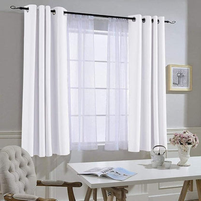 NICETOWN 50% Blackout White Curtain Set, Modern Design Solid Grommet Draperies/Drapes for Basement & Nursery Room (2 Panels, 52 inches Wide, 45 inches Long)