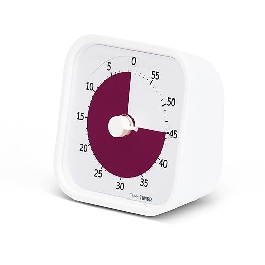 Time Timer Home MOD — 60 Minute Kids Visual Timer Home Edition — For Homeschool Supplies Study Tool, Timer for Kids Desk, Office Desk and Meetings with Silent Operation (Cotton Ball White)