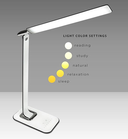 LED Desk Lamp With USB Charging Port Dimmable Touch Controls w/Color Adjustment, Eye Care Task Lamp, 5W, 1000 Lux,Multicolor