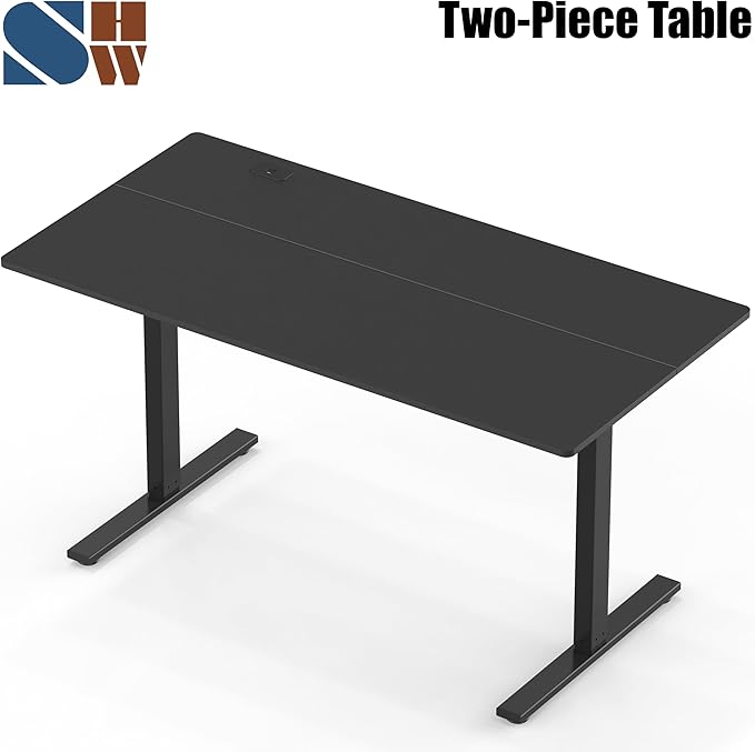 SHW 55-Inch Large Electric Height Adjustable Standing Desk with Drawer, 55 x 28 Inches, Black