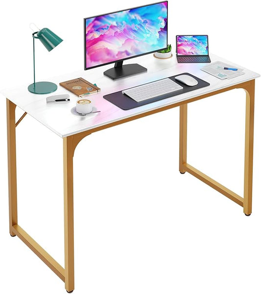 PayLessHere 32/39/47 inch Computer Desk Study Writing Table, Adjustable feet, Modern Furniture for Home Office (1, White Gold, 39 inch)