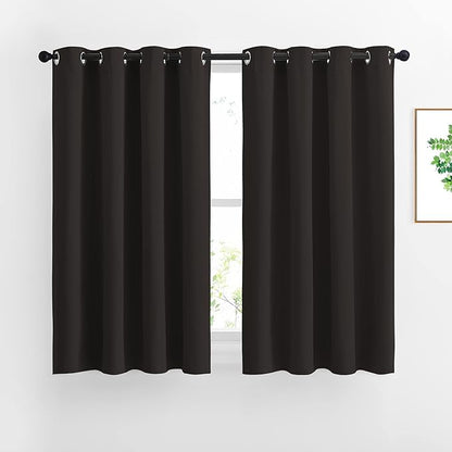 NICETOWN Bedroom Blackout Curtains and Drapes - Triple Weave Thermal Insulated Solid Grommet Blackout Panels for Basement(1 Pair, 52 inches by 45 Inch, Toffee Brown)